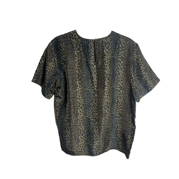 VTG S.L.B. Womens Leopard Print Silk Top - Sz Medium *‎ Classy - Chic - Office - Picture 2 of 7